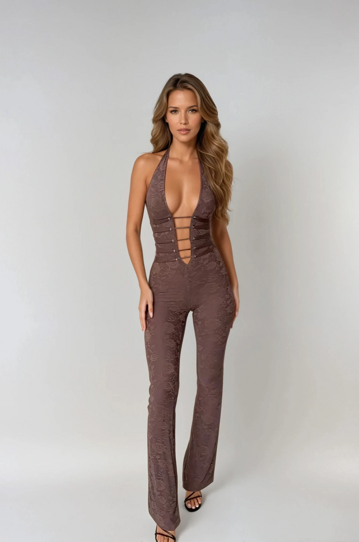 Rosina | Halter-Neck Lace Jumpsuit