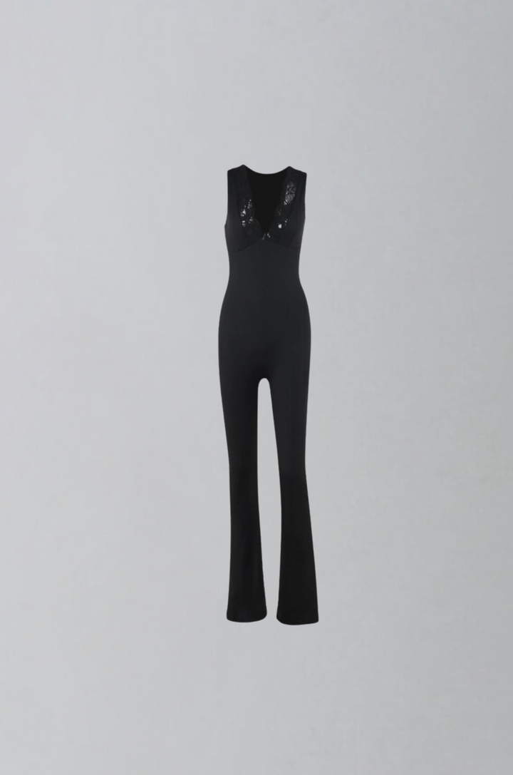 Caterina | Lace-Trim Fitted Jumpsuit