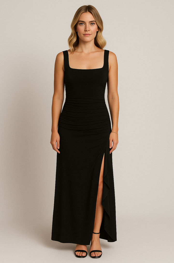 Severina | Square Neck Side Split Maxi Dress