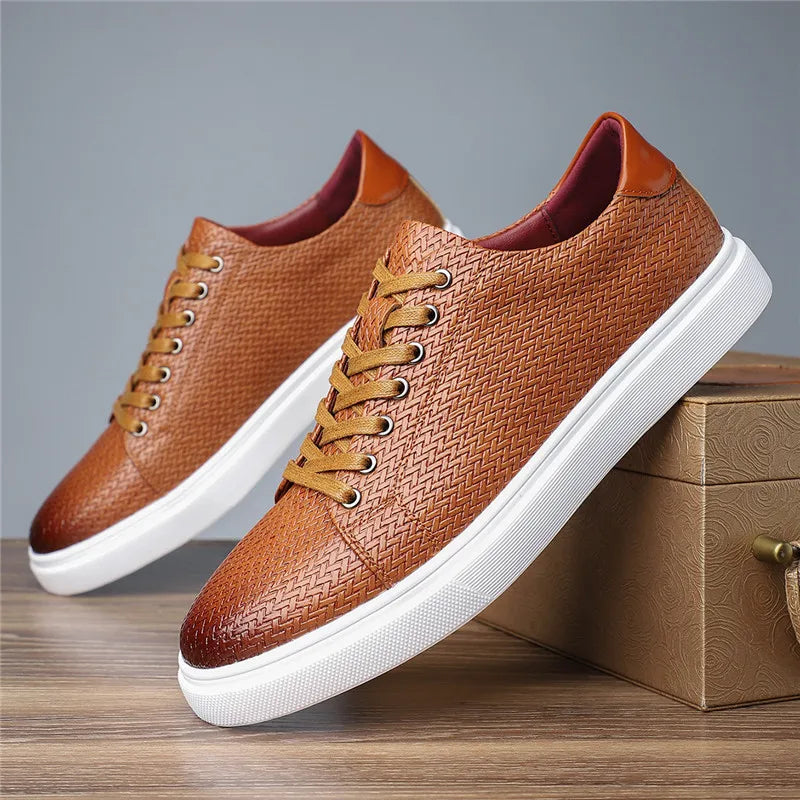 UrbanFlex | Leather Weave Low-Top Sneakers