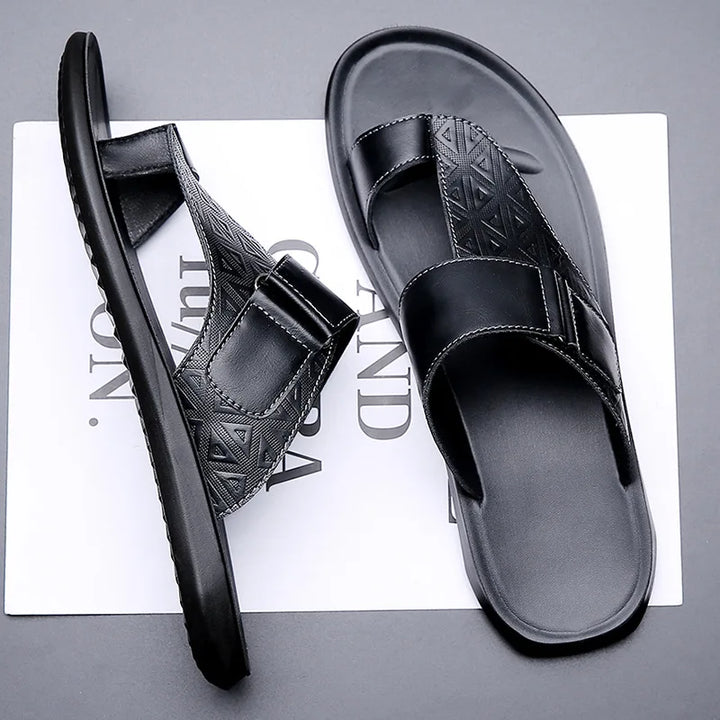 UrbanEdge | Premium Leather Slide Sandals