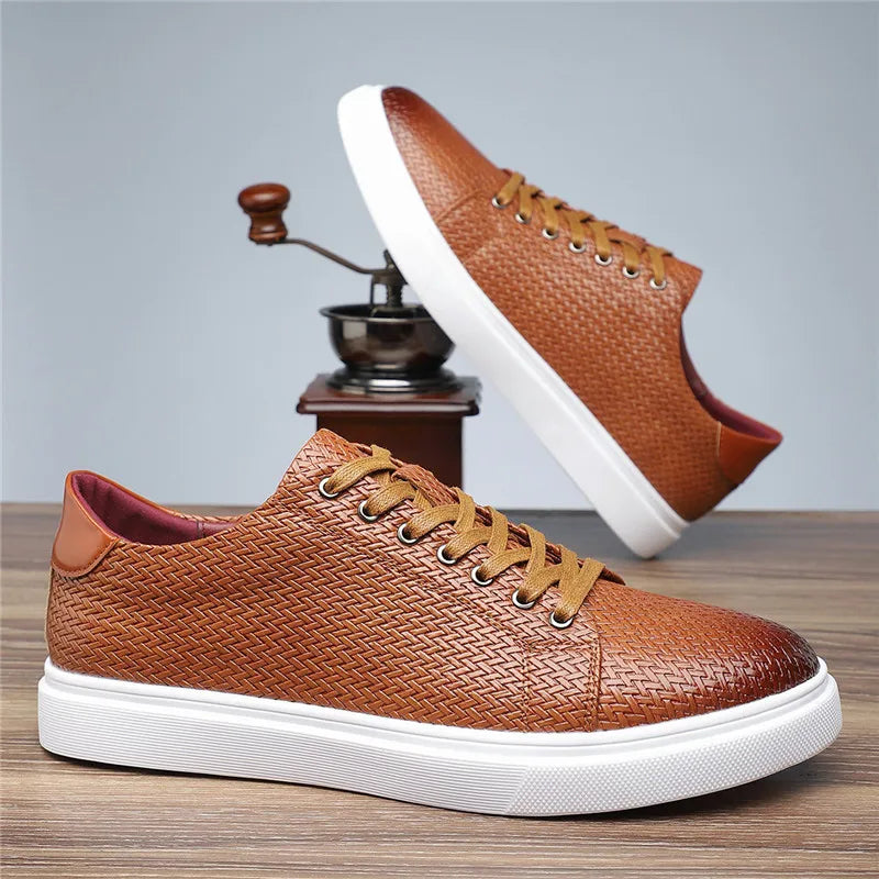 UrbanFlex | Leather Weave Low-Top Sneakers
