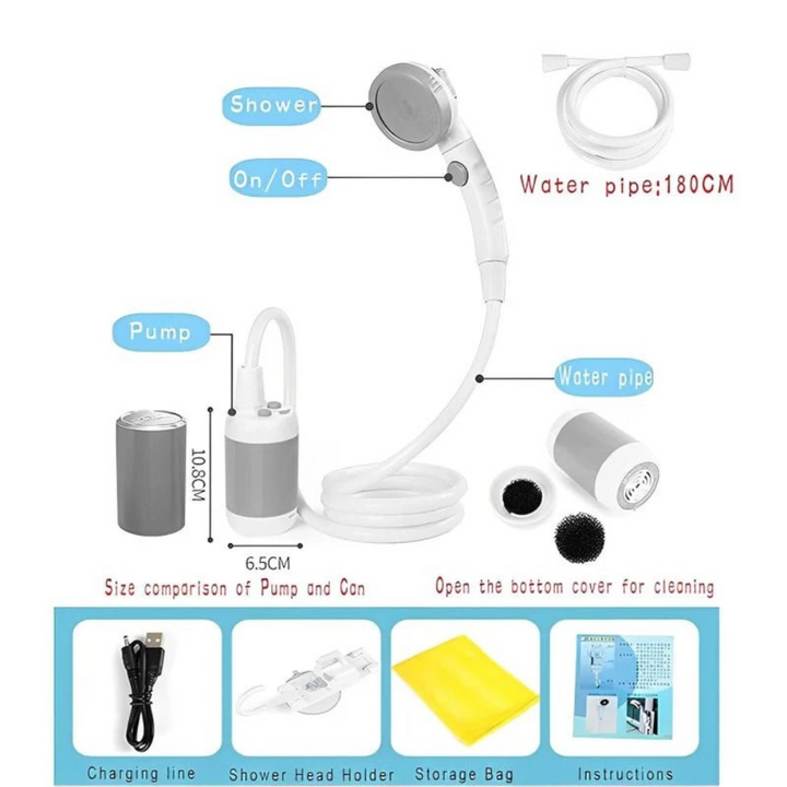 AQUAGO | Rechargeable Portable Outdoor Shower Kit