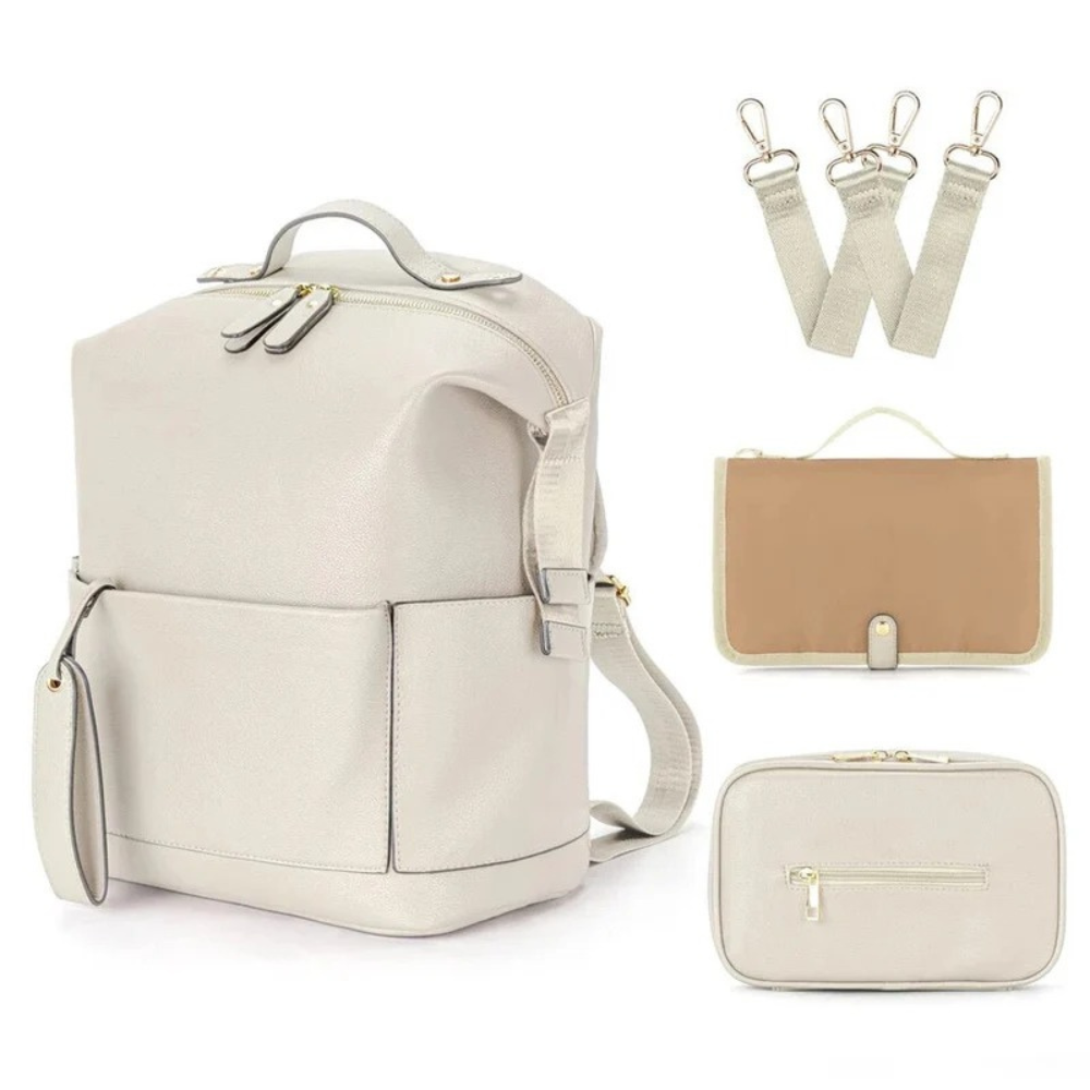 MOMPACK | Vegan Leather Changing Backpack Set