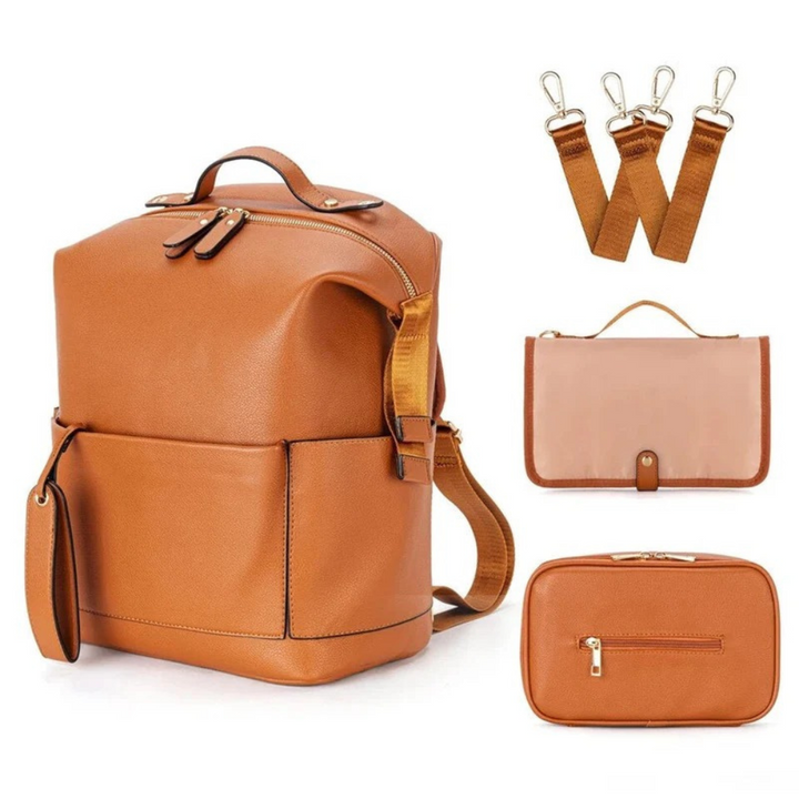 MOMPACK | Vegan Leather Changing Backpack Set