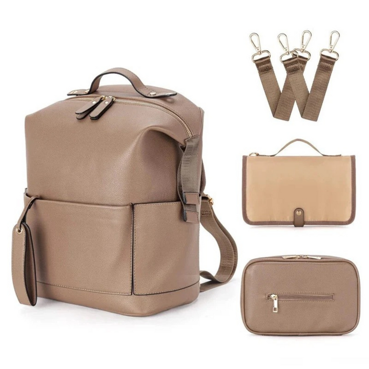 MOMPACK | Vegan Leather Changing Backpack Set