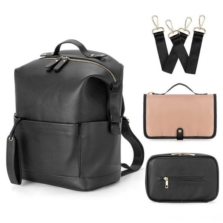 MOMPACK | Vegan Leather Changing Backpack Set