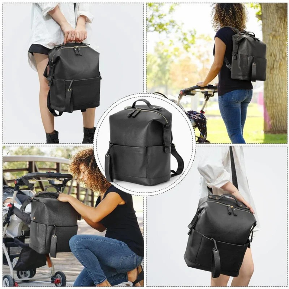 MOMPACK | Vegan Leather Changing Backpack Set